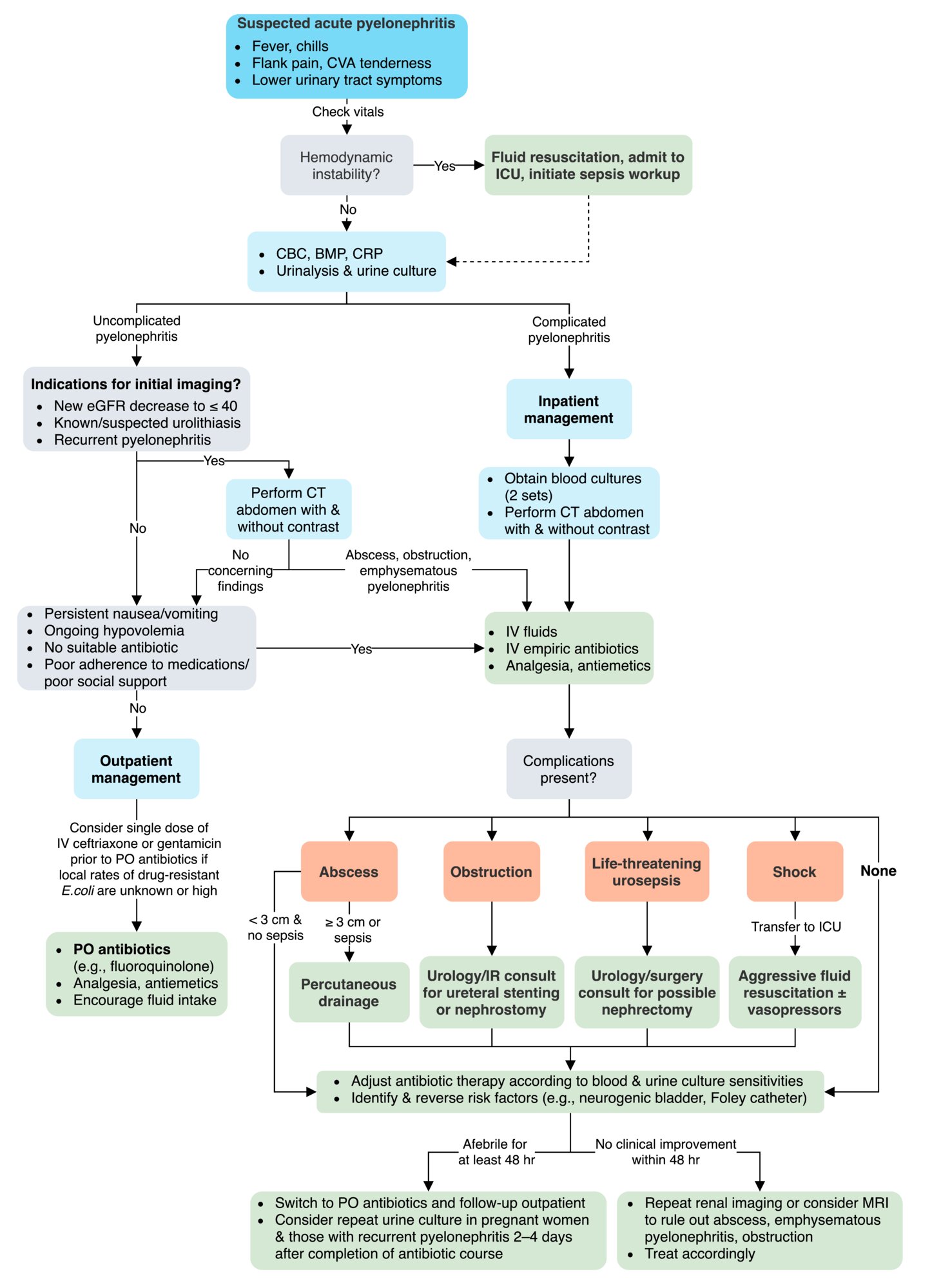 Management of acute pyelonephritis