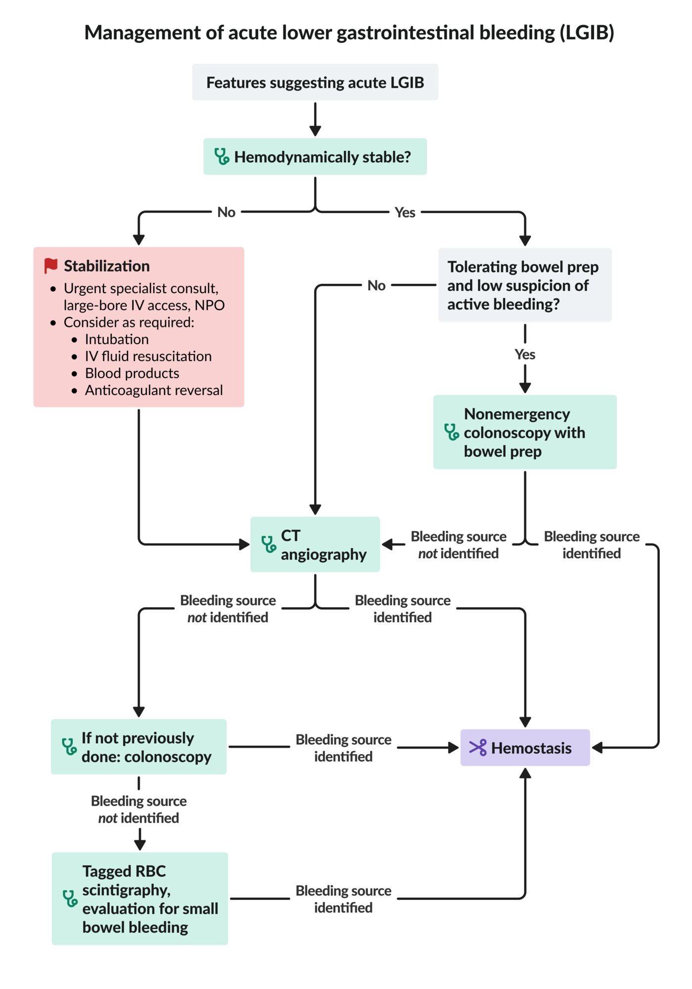 Management of acute lower gastrointestinal bleeding